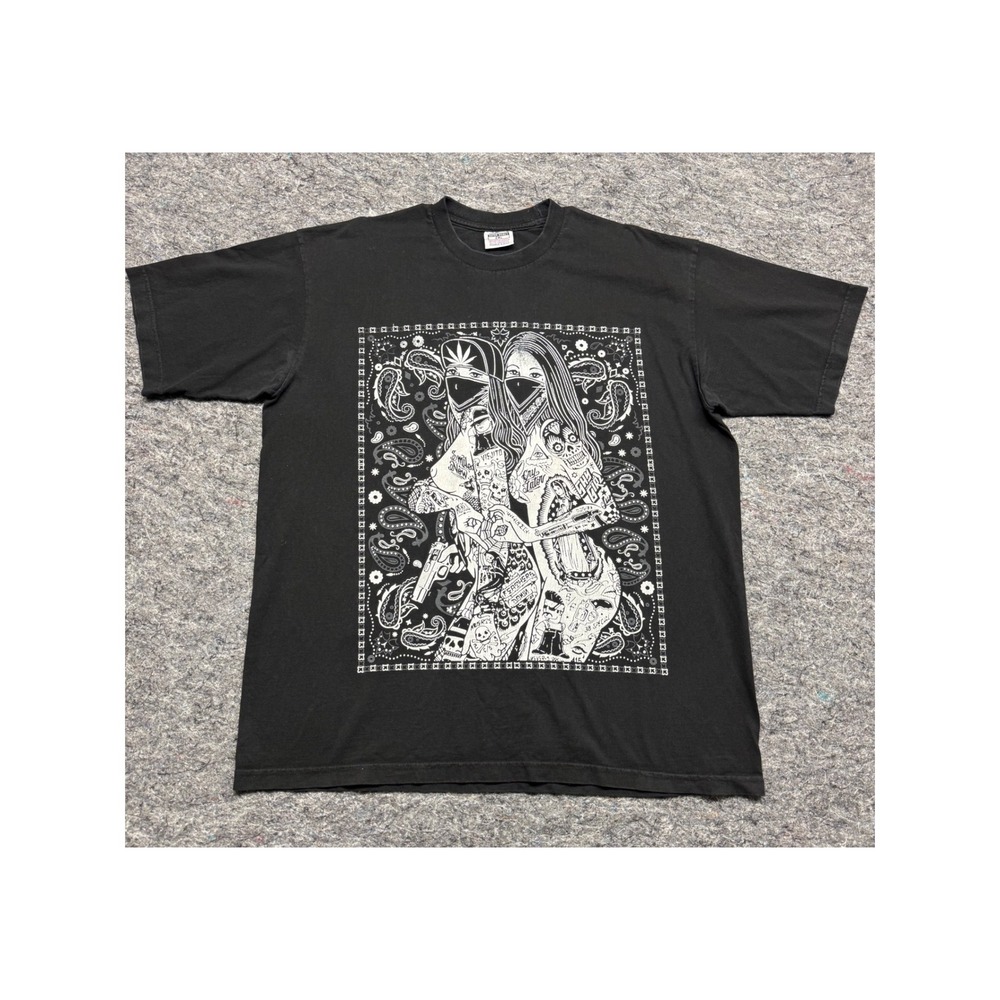 Y2K West Coast Street Gear Graphic T-Shirt 2XL Black Pro Club Super Heavy Tee